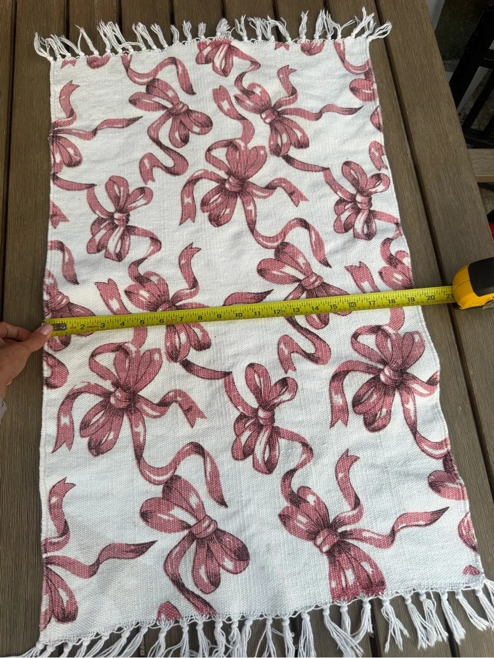 Pink Bow Fringe Accent Rug Runner 21x33 Cottagecore Coquette Bath Kitchen